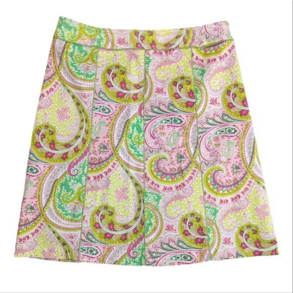 Chadwicks Women’s Pink and Green Paisley Knee Length Skirt Size 16